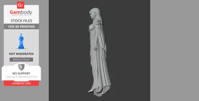 A detailed 3D model of a character in ornate armor, standing in a side pose, designed for 3D printing.