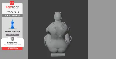 A 3D model of a squatting soldier viewed from behind, wearing a uniform and cap.
