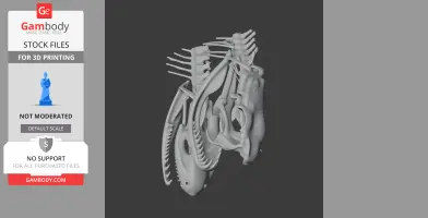 Intricate 3D model of a cottonmouth skull with detailed bone structures for printing.
