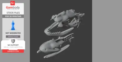 A detailed 3D model of a cottonmouth snake skull with visible teeth and bone structure.