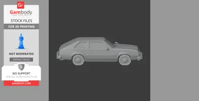 3D model of AMC Spirit car, side view, for 3D printing.