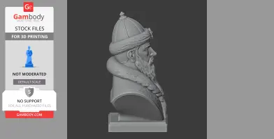 A detailed 3D bust of Ivan the Terrible, showcasing a historical figure with a fur hat and beard.