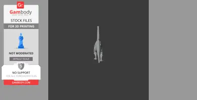 3D model of a Patagosaurus dinosaur for 3D printing, viewed from the rear.