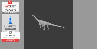3D model of a Patagosaurus dinosaur, standing with a long neck and tail, ready for 3D printing.