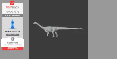 A 3D model of a dinosaur, Patagosaurus, in a side view for 3D printing.