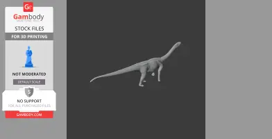 Gray 3D model of a Patagosaurus dinosaur with a long neck and tail for 3D printing.