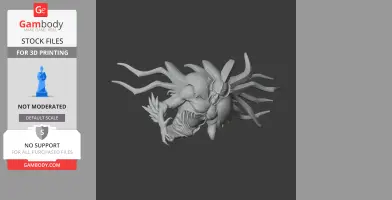 Demonic creature 3D model with multiple horns and outstretched hand, suitable for 3D printing.