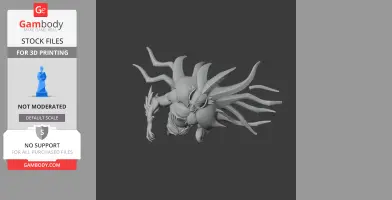 A 3D model of a demonic figure with horns and elongated limbs in an aggressive pose.