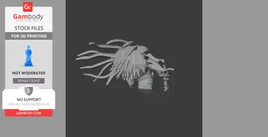 3D model of a fantasy creature with tentacle-like extensions and spikes, designed for 3D printing.