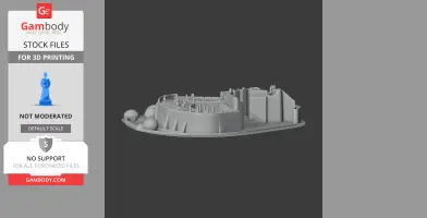 A detailed 3D model of Berkeley Castle, featuring walls and towers on an oval base, ready for 3D printing.