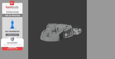 3D model of Berkeley Castle with detailed walls and round structures, designed for 3D printing.