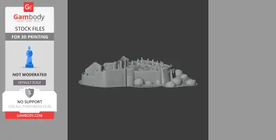 A detailed 3D model of Berkeley Castle with towers and walls, prepared for 3D printing.