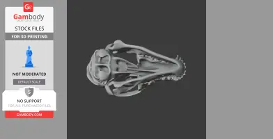 3D model of a detailed coyote skull replica for 3D printing, viewed from above.