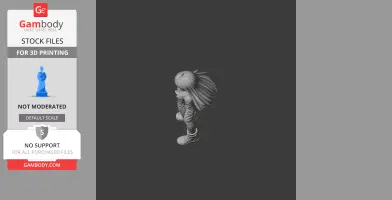 A 3D model of a character with long hair, wearing a jacket and boots, in a dynamic pose.