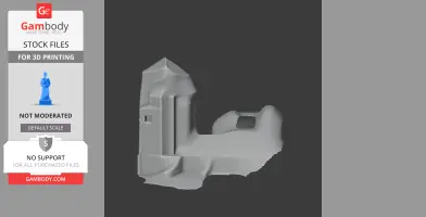 3D model of Berkhamsted Castle ruins, showcasing textured walls and tower, ready for 3D printing.