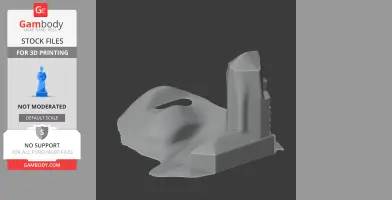 A 3D model of Berkhamsted Castle ruins with a tower and undulating landscape.