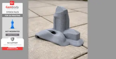 Gray 3D print model of a simplified Berkhamsted Castle structure on a tiled surface.