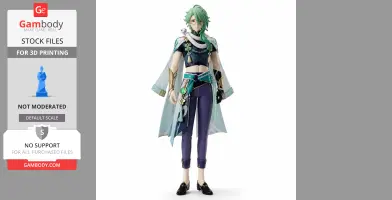 A detailed figurine of Baizhu from Genshin Impact, featuring a snake and ornate clothing.
