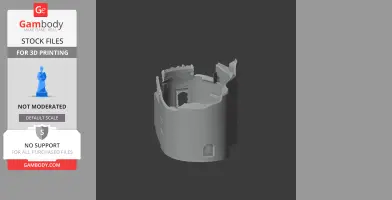 3D model of Berry Pomeroy Castle tower section, partially intact, for 3D printing.