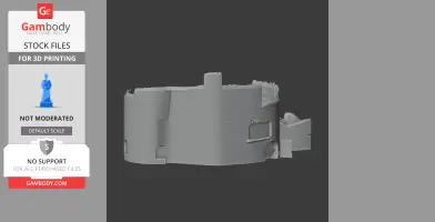 3D model of Berry Pomeroy Castle, featuring detailed outer walls and a tower, shown in gray.
