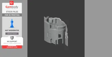 3D model of Berry Pomeroy Castle ruins, featuring a curved wall and arches, designed for 3D printing.