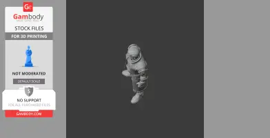 A detailed 3D model of a futuristic armored character, suitable for 3D printing.