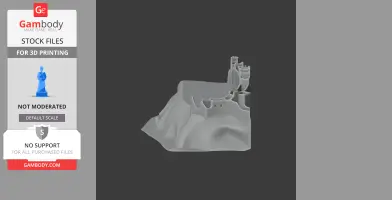 3D model of Berwick Castle with detailed walls and towers on a hilly landscape.
