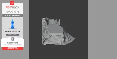 A detailed 3D model of Berwick Castle, showing walls and terrain, ready for 3D printing.