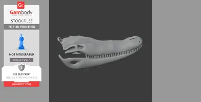 3D model of a Cuban crocodile skull, detailed textured replica for 3D printing.