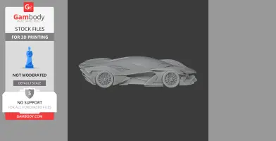 A sleek, aerodynamic 3D model of a futuristic car, designed for 3D printing.