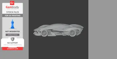 3D model of a sleek, futuristic car with intricate design elements, ready for 3D printing.