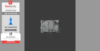 Front view of a detailed 3D model of a sporty car, designed for 3D printing.