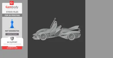 A sleek 3D model of a futuristic car with open doors, designed for 3D printing.