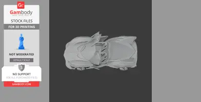 Top view of a detailed 3D model of a sleek sports car designed for 3D printing.