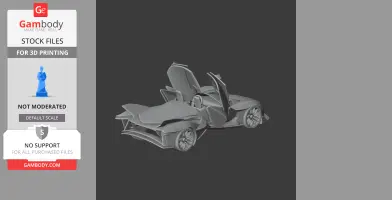 A 3D model of a sleek sports car with open scissor doors, designed for 3D printing.