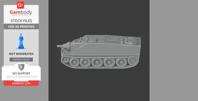 A 3D model of a tank with detailed tracks and turret, designed for 3D printing.