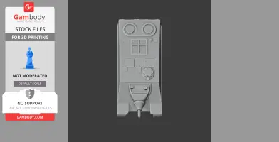 Top view of 3D tank model with turret and details, suitable for 3D printing.