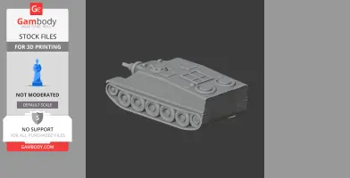 3D model of a tank with detailed tracks and turret, designed for 3D printing.