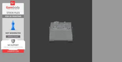 3D model of a tank with turret and cannons, viewed from the front, designed for 3D printing.