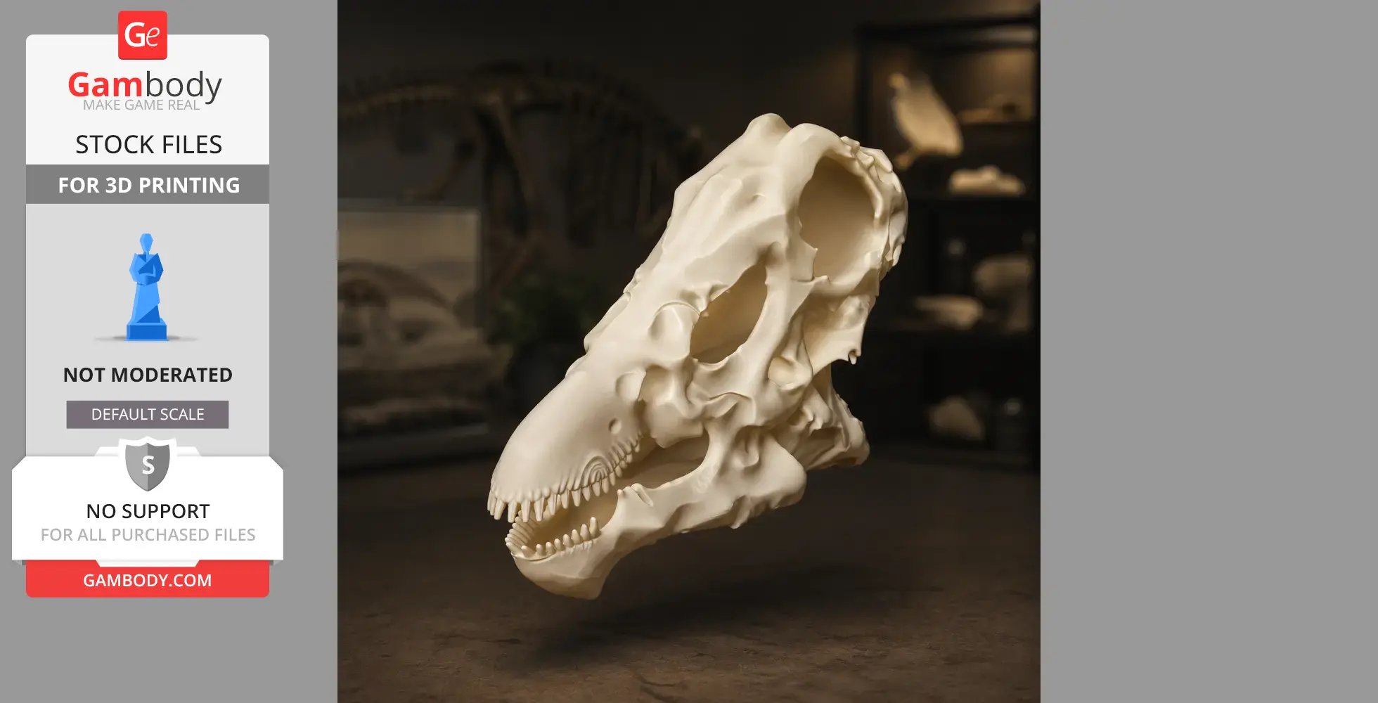 3D model of a Dacentrurus dinosaur skull, detailed and ready for 3D printing.