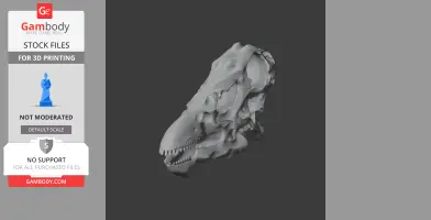 3D model of a Dacentrurus skull replica for 3D printing, featuring detailed bone structures.