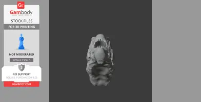 3D model of a Dacentrurus skull viewed from the top, featuring detailed teeth and bone structure.