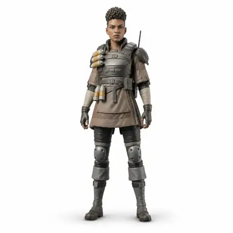 Armored warrior figurine in tactical attire, ready for battle, from the game Apex Legends.