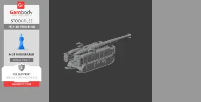 3D model of a Canon de 194 GPF tank with detailed tracks and long barrel, shown in grayscale for 3D printing.