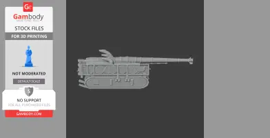 Gray 3D model of a Canon de 194 GPF tank, side view, for 3D printing.