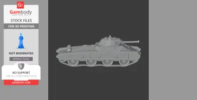 3D model of a Carro Armato Celere Sahariano tank, side view, available for 3D printing.