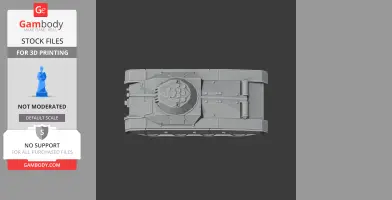 Top view of a detailed 3D model tank turret with tracks, ready for 3D printing.