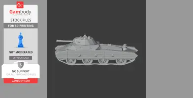 3D model of Carro Armato Celere Sahariano tank for printing, side view, detailed tread and turret.