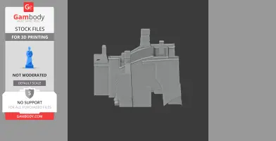 Gray 3D model of Bickleigh Castle, featuring intricate architectural details.
