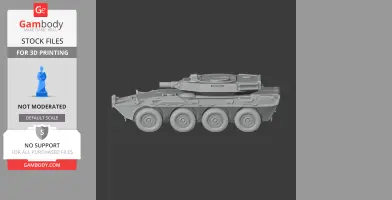 Side view of a detailed 3D model of the Centauro tank destroyer for 3D printing.